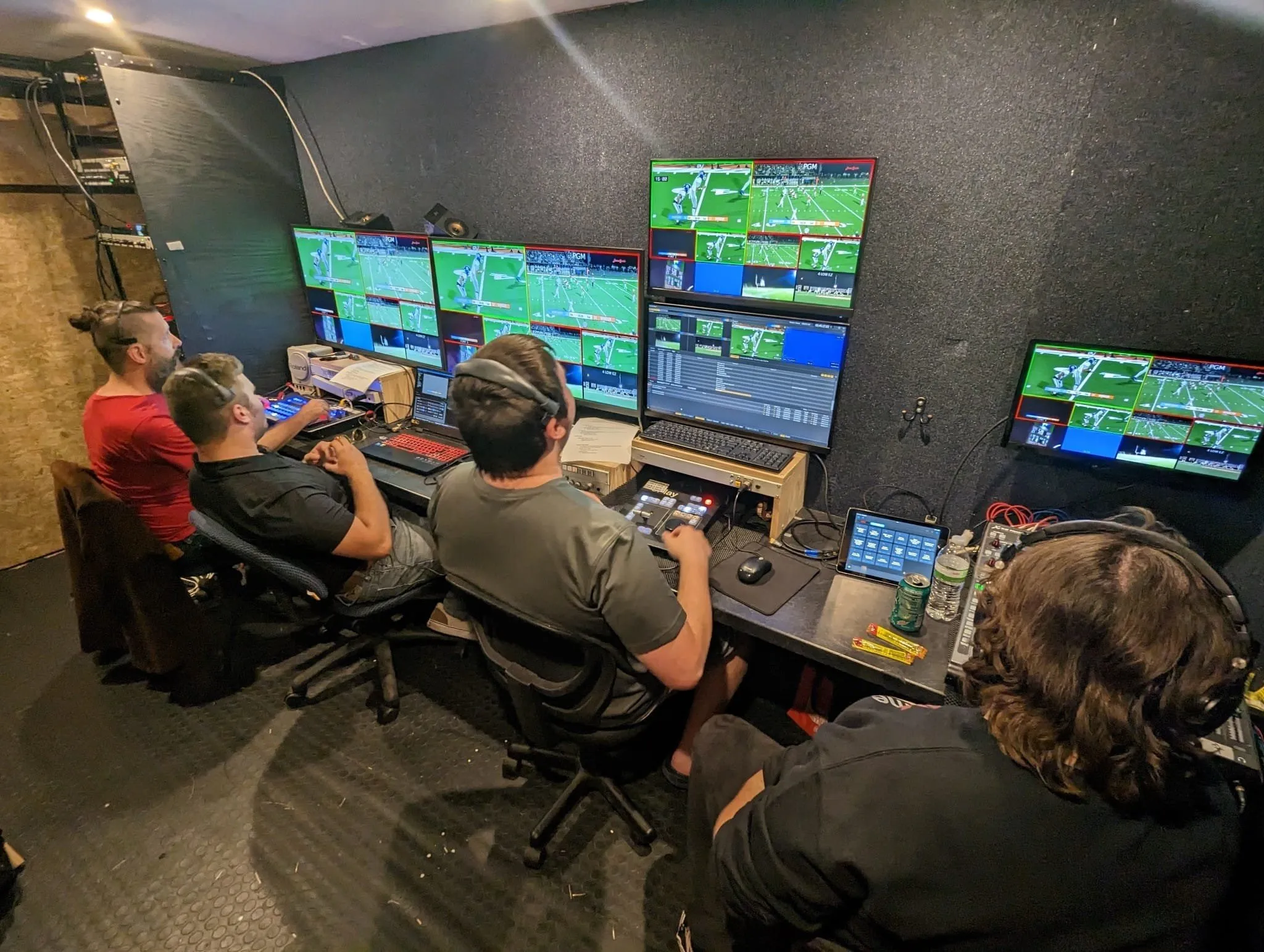 DuneVision production crew operating a live broadcast from a full control room